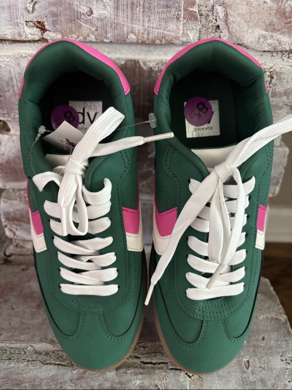 Dolce Vita Green, Pink & White Lace-Up Trainers
